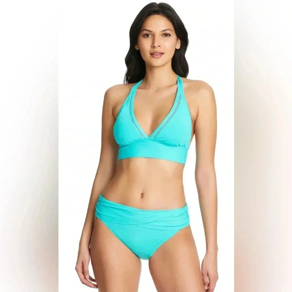 Bleu Rod Beattie V-Neck Banded Halter Bikini Top and Bikini Bottom - Picture 2 of 11